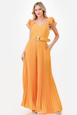 Pleated Jumpsuit with Belt