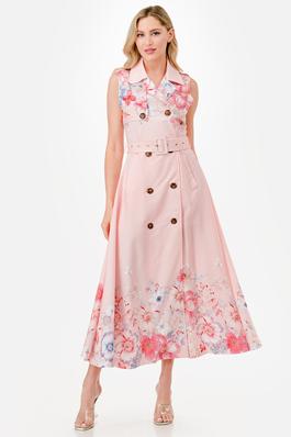 Floral Print Detail Midi Dress
