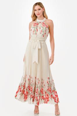 Floral Print Trim Detail Maxi Dress