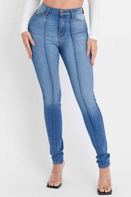 High rise front piping line skinny jeans
