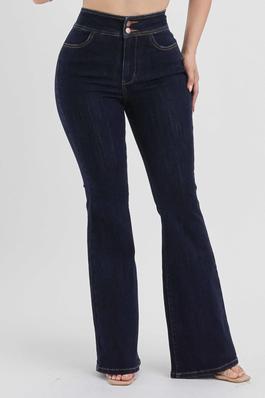 HIGH RISED TWO BUTTON FLARE JEANS