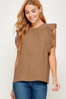AIRFLOW CASCADING RUFFLE SLEEVES SOLID TOP