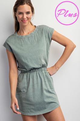 MINERAL WASHED COTTON POLY MINI DRESS