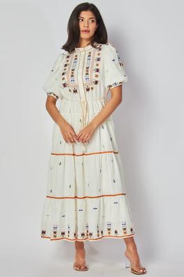 EMBROIDERY DETAILED FULL LENGTH DRESS
