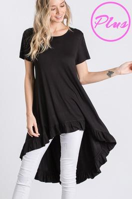 JERSEY SOLID HI LOW TUNIC TOP