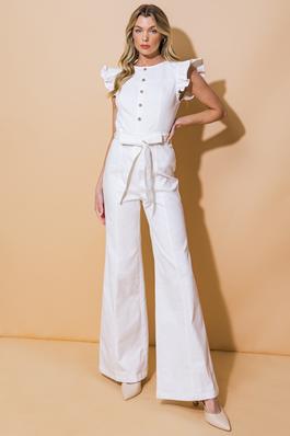 SOLID WOVEN TWILL JUMPSUIT