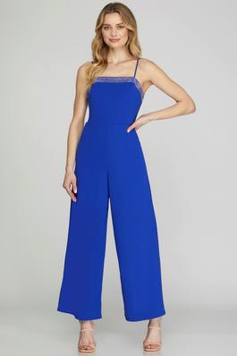 CAMI HEAVY KNIT JUMPSUIT WITH RHINESTONE DETAIL