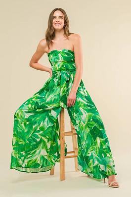 PRINTED WOVEN TUBE JUMPSUIT