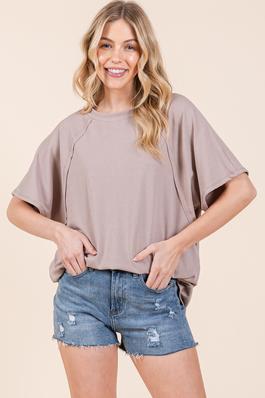 TEXTURED SOLID OVERSIZED TUNIC TOP