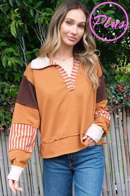 LONG SLEEVE COLOR BLOCK PULLOVER TOP