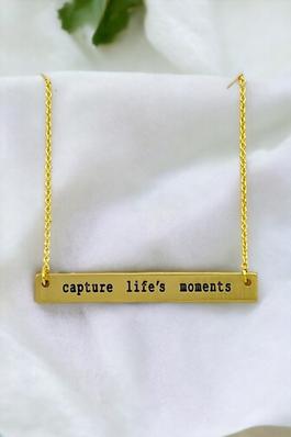 Capture Lifes Moment Bar Pendant Necklace 