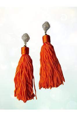 Orange Tassel Dangle Earring