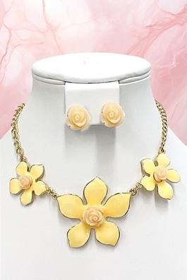 Acrylic Floral Link Necklace Set 