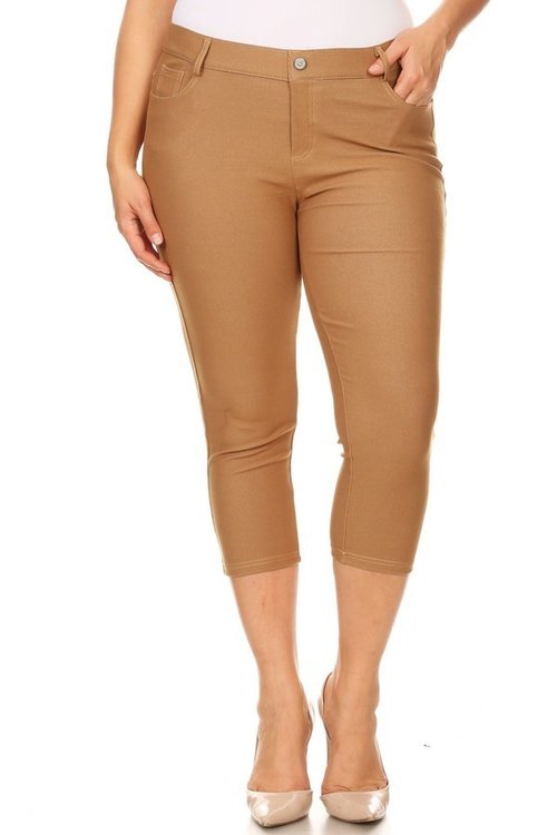 Women's Classic Skinny Capri Jeggings. • Capri jeggings featuring a light  sheen and jean-style • Lightweight, breathable cotton-blend material • Belt  loops with 5 functional pockets • Super Stretchy • Pull up