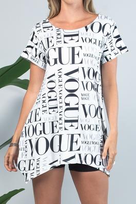 Vogue Print Loose Fit Tunic Dress Top