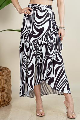 Abstract Zebra Print Wrap Skirt