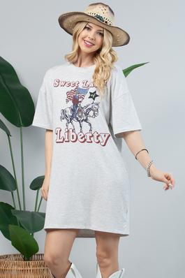 Western Sweet Land Liberty Print T Shirt Dress