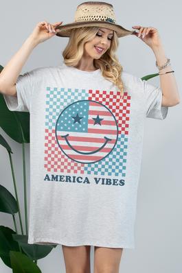 America Vibes Print T- Shirtt Dress