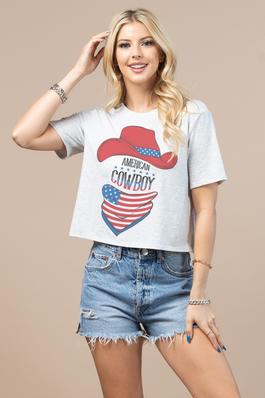 Western American Flag Scarf Graphic Tee