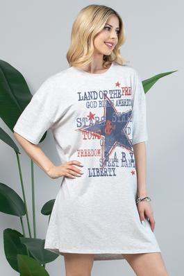 Land Of Freedom American Star Print T Shirt Dress