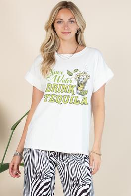 Save Water Tequila Graphic Print Cotton Tee
