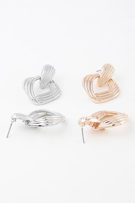 Multi Layered Stripe Loop Drop Earrings