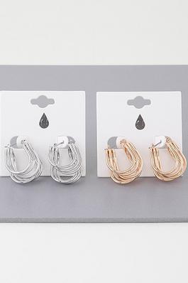 Triple Shiny Wire Wrap Around Hoop Earrings