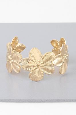 Multi Shiny Flower Open Cuff Bracelet