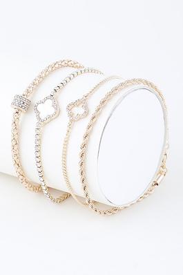 Multi Bejeweled Open Clover Chain Bracelet