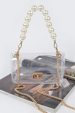 Transparent Cross body Bag W Clear Chain