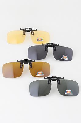 Polarized Clip On Square Sunglasses