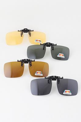 Polarized Clip On Box Sunglasses