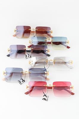 Rimless Temple Gradient Box Sunglasses