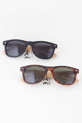 Wood Toned Wayfarer Sunglasses
