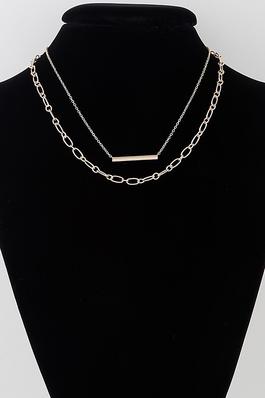 Double Bar Pendant Chain Necklace