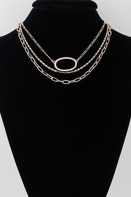 Triple Open Oval Chain Necklace