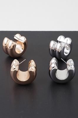 Shiny Double Aligned Hoop Earrings