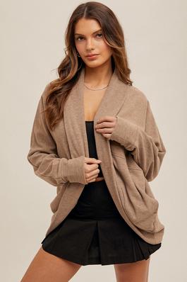 SOFT BRUSHED JERSEY COCOON CARDIGAN