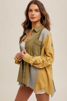SNOW WASH THERMAL MIX OVERSIZED BUTTON DOWN 