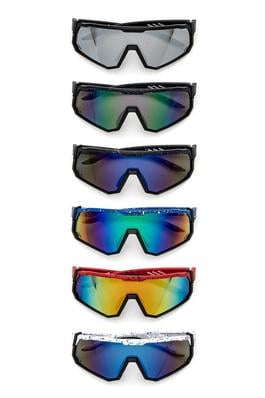 Unisex Mirrored Shield Sporty Sunglasses Set