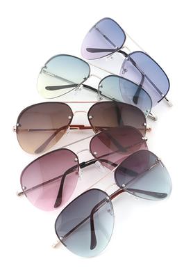 Rimless Aviator Fashion Sunglasses Set
