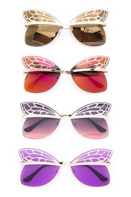 Filigree Laser Cut Butterfly Rimless Sunglasses Set