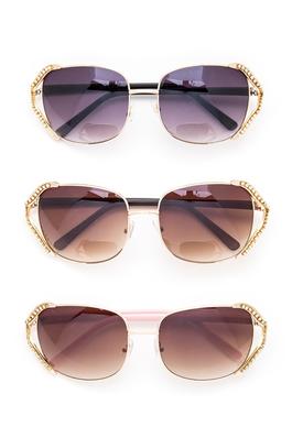 Crystal Temple Oversize Trendy Sunglasses Set