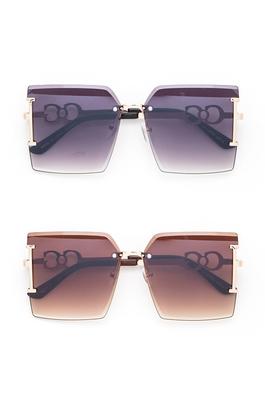 Rimless Oversize Square Sunglasses Set