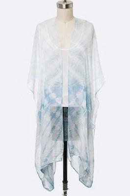 Tie Dyed Printed Feather Weight Long Kimono Cardigan