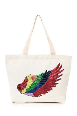 Rainbow Sequins Wing Patch Canvas Tote