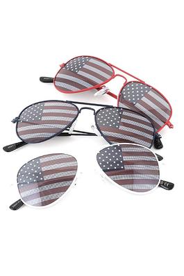 Kid Size USA Flag Printed Aviator Sunglasses Set