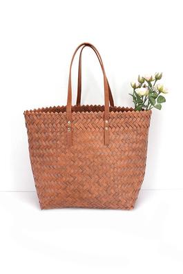 Faux Bamboo Weaved Basket Tote