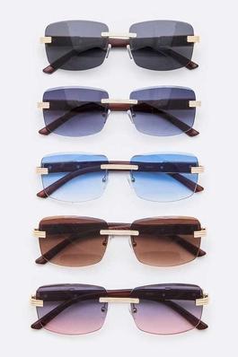 Unisex Rimless Square Sunglasses Set