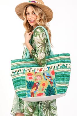 Pirates Embroidered Tassel Oversize Fashion Tote Bag